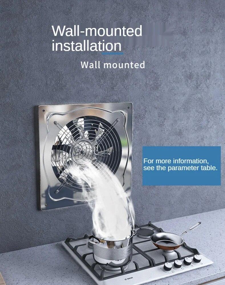 6/7inch Inline Extractor Exhaust Fan Ventilation Pipe Fan Bathroom Kitchen Wall Window Stainless Steel Attic Ventilator