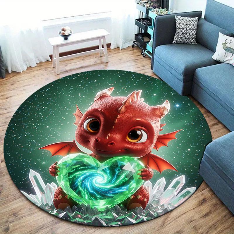 LovingDragon Runder Teppich, Teppich für Wohnzimmer Schlafzimmer Sofa Spielzimmer Dekoration, Rutschfeste Bodenmatte