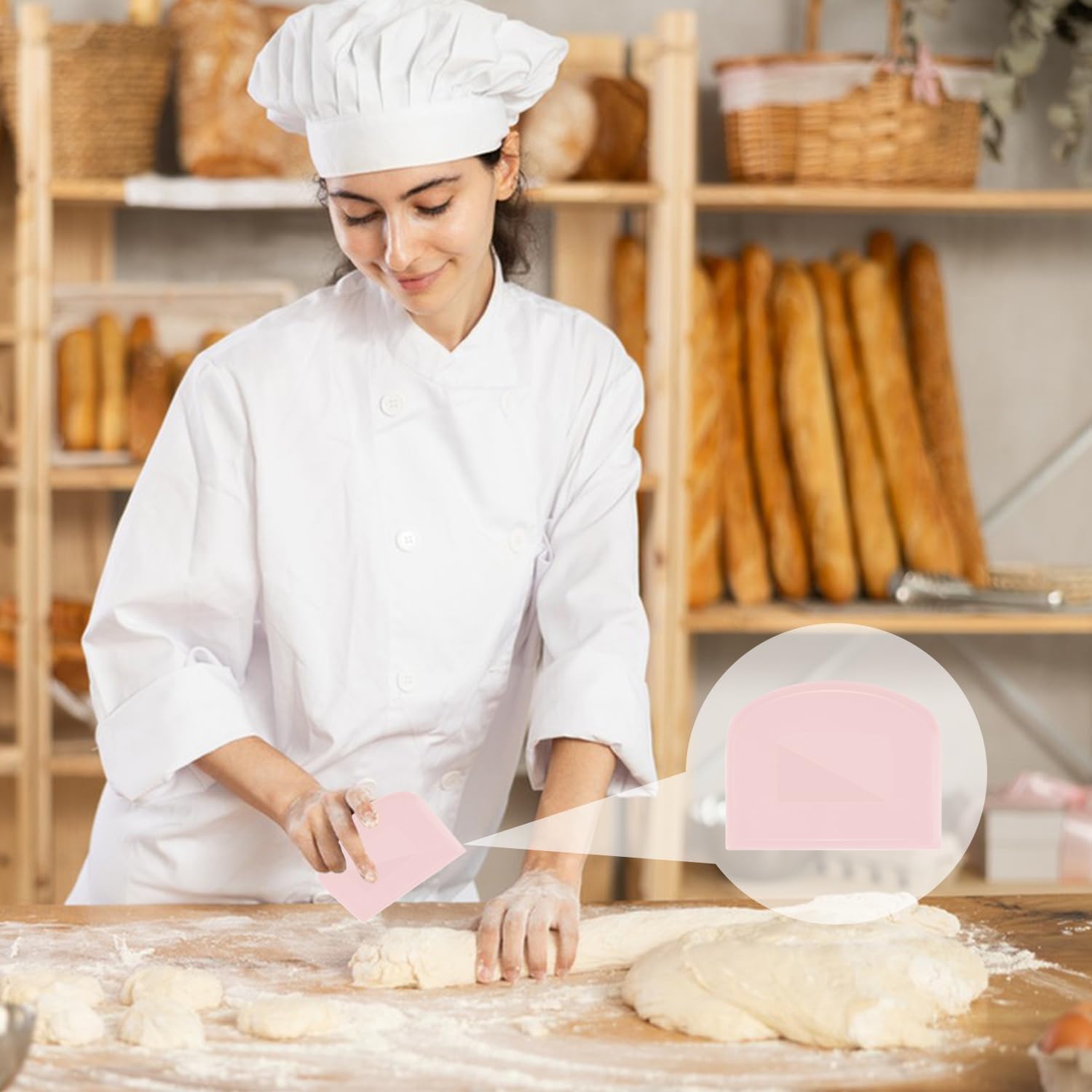 4 Pieces Food Scraper, Flexible Dough Scraper, Dough Scraper for Sourdough, Multifunctional Kitchen Scraper Tool, Baking Scraper, Bread Dough Cutter,