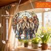 Transparent Acrylic Window Art Moon-Shaped Wreath Hanging Ornament Butterfly Angel Floral Stained Glass Style Mosaic Daily Home Furnishings