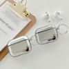 Nový Pro Apple Airpods Pro 3 Kryt na sluchátka Ochranné pouzdro Stříbrný kov S klíčenkou Pokovené zrcadlo Jednoduché stříbrné pouzdro
