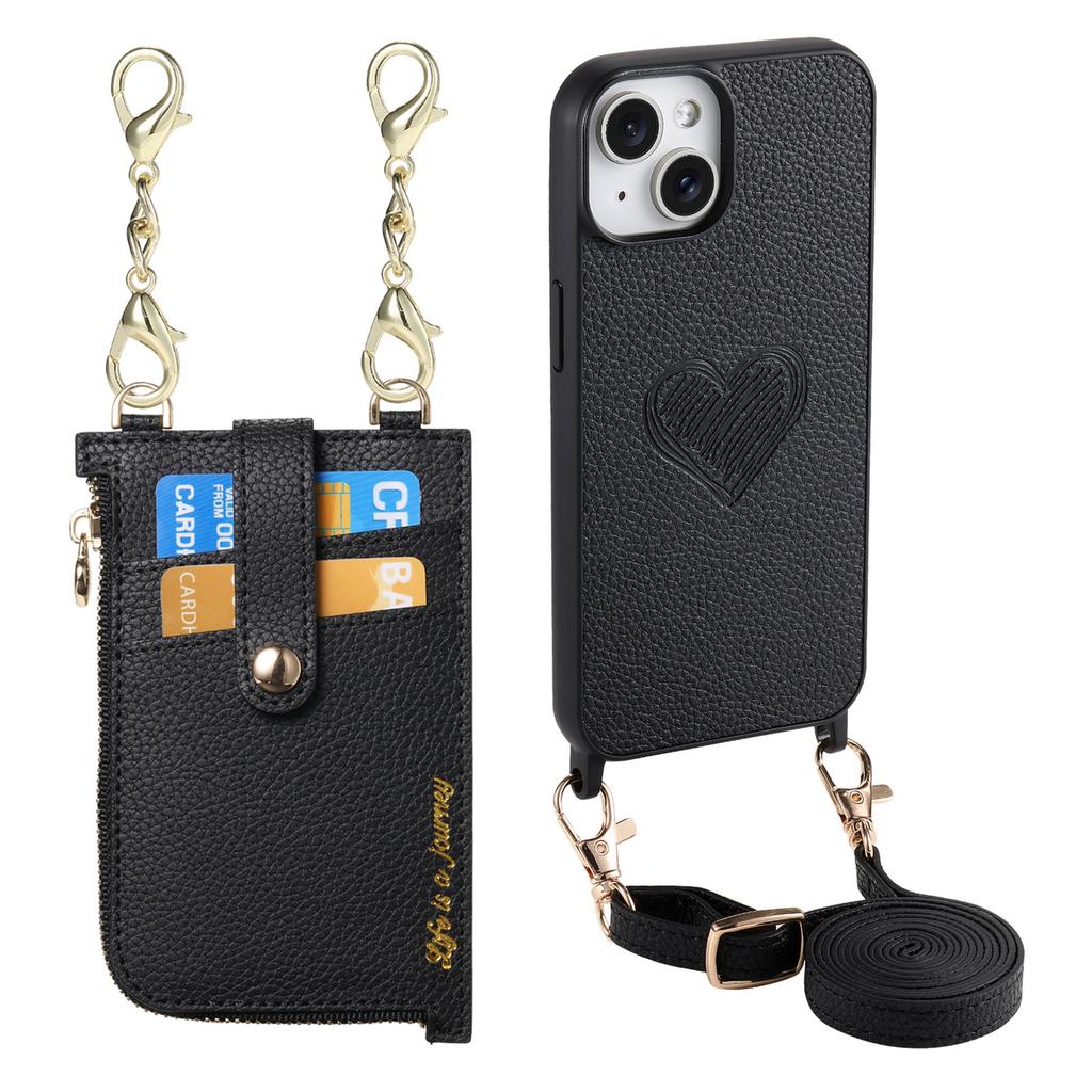 2 in 1 Detachable Crossbody Cards Solt Wallet Leather Case For iPhone 15 Pro Max 14 Plus 13 12 11 Pocket Bag Long Lanyard Cover