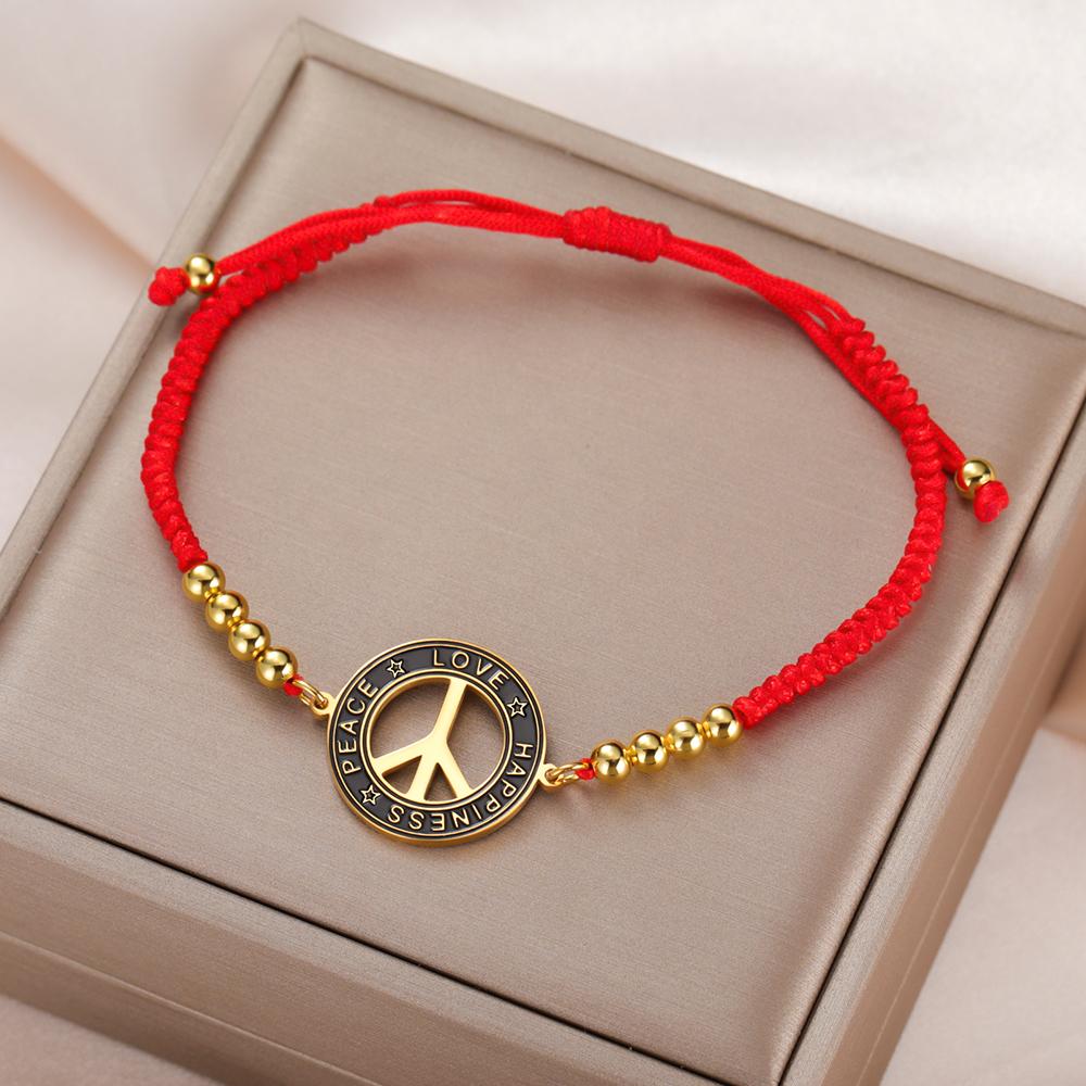 Dawapara Vintage Peace Sign Bracelet Peace Love Happiness Blessing Charm Couple Bracelet Stainless Steel Jewelry
