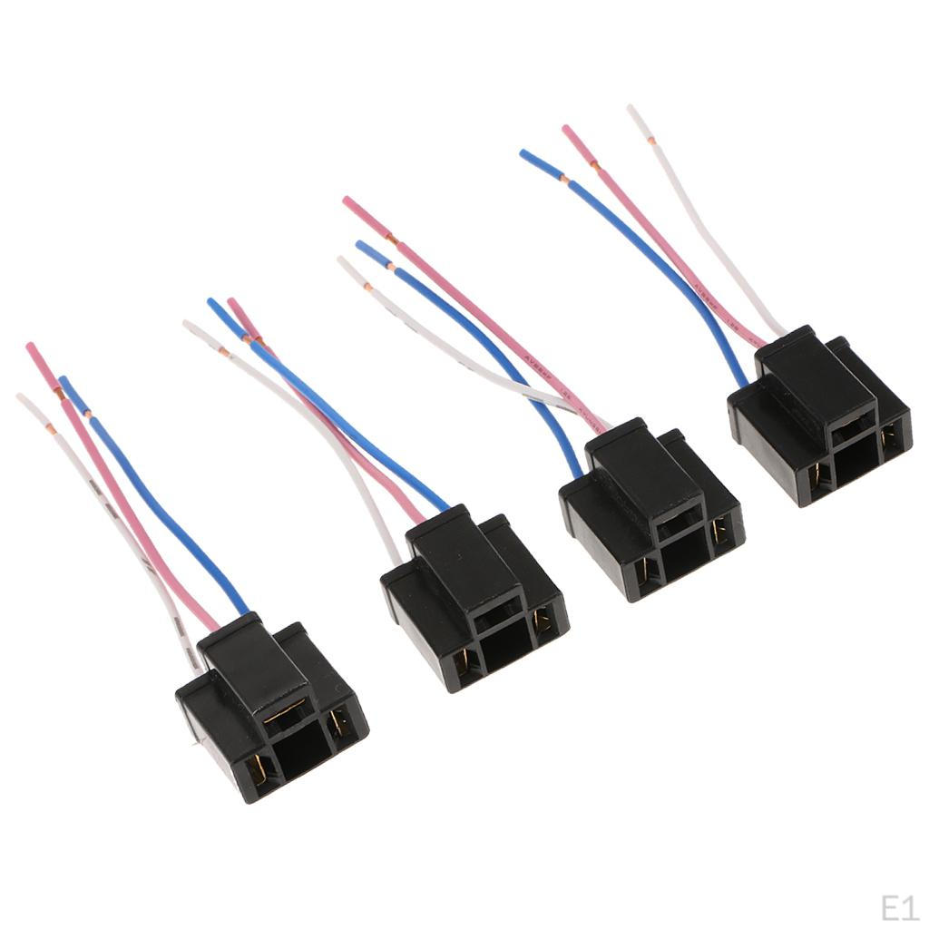 4 Pieces Headlight Extension Harness Lamp Female Sockets