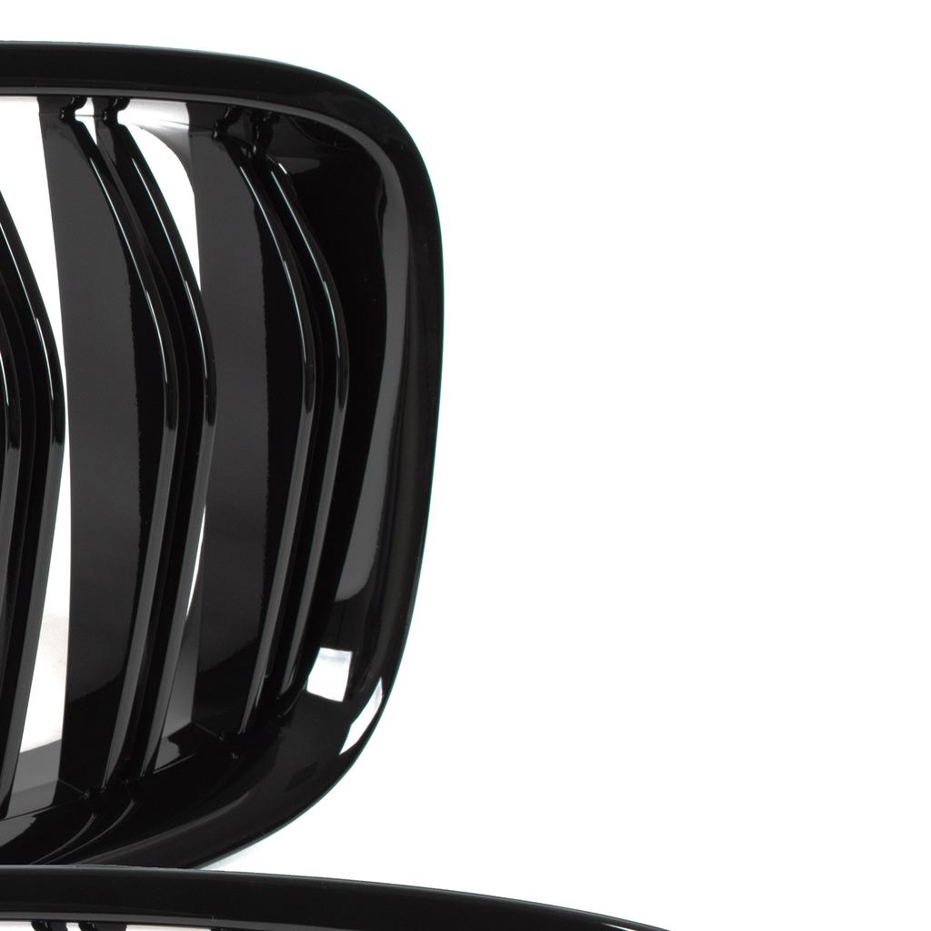 BMW 5 F07 GT 09-17 Grille Between Headlights (Kidneys) Left + Right Set, Black Glossy Double Bar