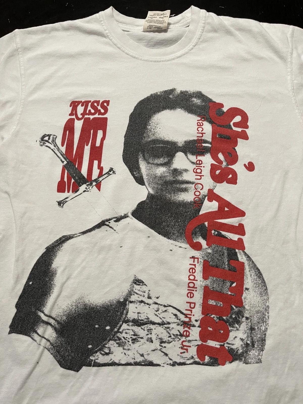 

She s All That Kiss Me Movie 100% Cotton T-shirt Mens Tees Top, White/Off-White, Size: Medium XL