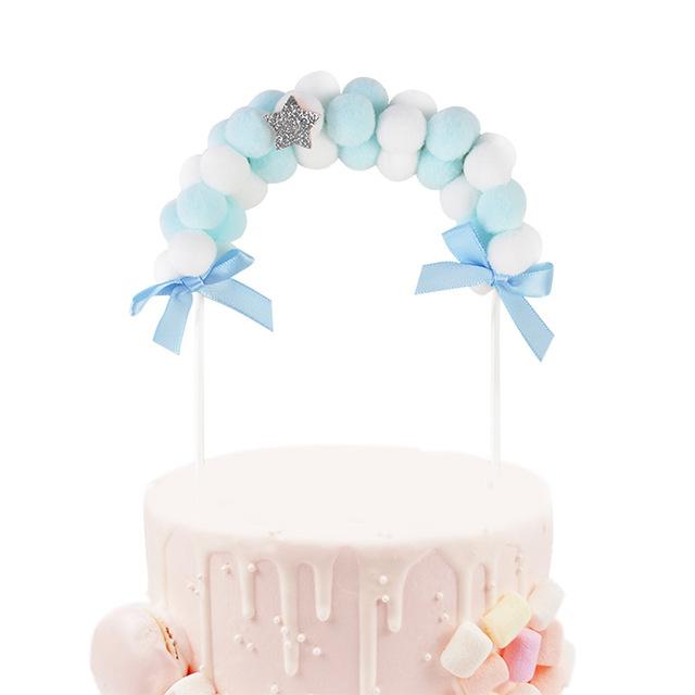 

Rainbow Pink Blue Pompom Cloud Cake Topper Happy Birthday Party Wedding Baby Shower Decoration Cake Flags Unicorn Party Supplies синий