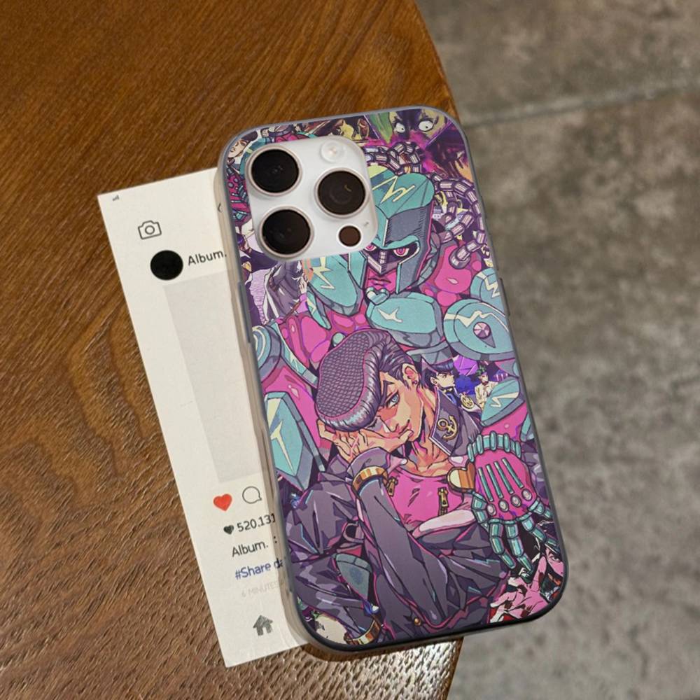 Anime Jojo Bizarre Adventure Für IPhone 17 16 15 11 12 13 14 Pro Max Plus Pro Wellige Transluzente Rückseite Handyhülle