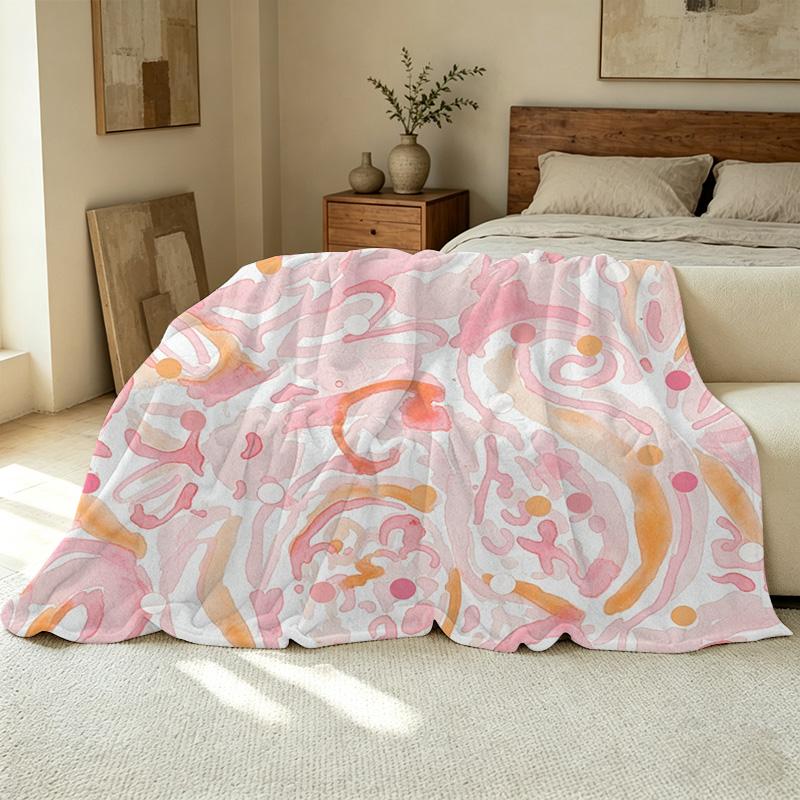 Abstract Art Flannel Blanket - Lightweight Soft Warm Cozy Throw for Home, Couch Nap, Window Seat, Halloween & Christmas Decor