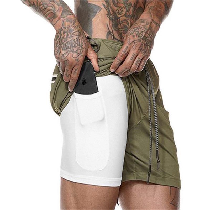 Men's Double-Layer Quick-Dry Sports Shorts for Fitness & Hiking