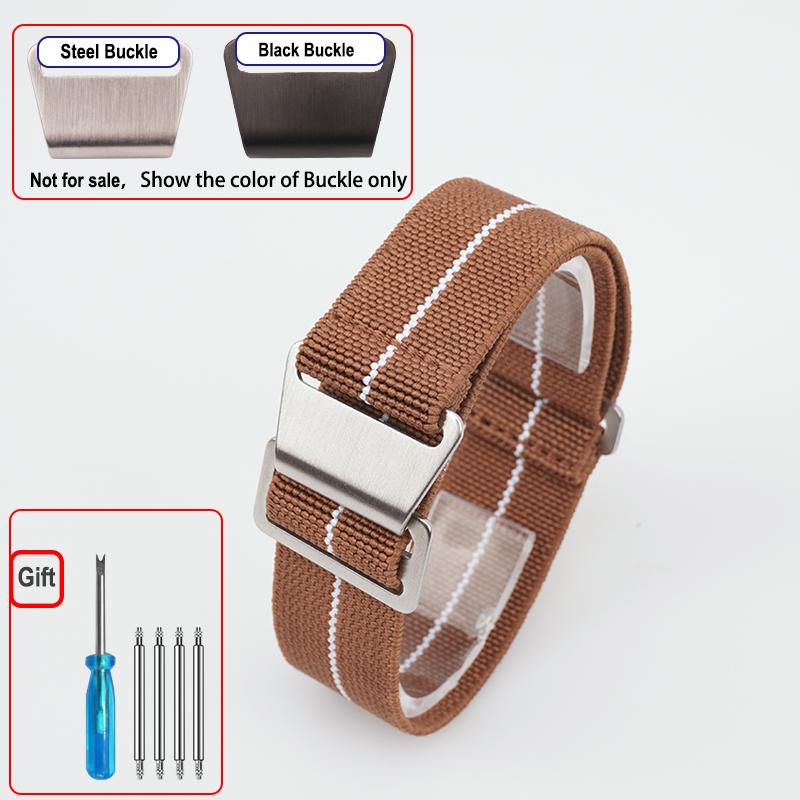 60s French Troops Parachute Bag Elastic Watch Strap 18 20mm 22mm Nylon Watchbands Man's Universal Ballistic Fabric Wristband