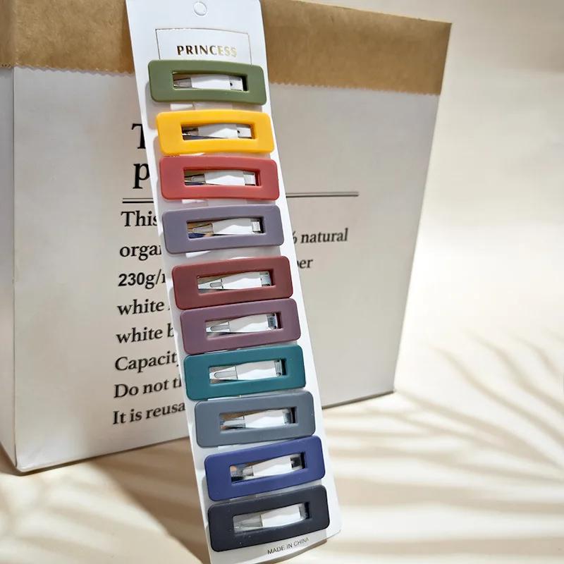 10pcs/set Pinkycolor Hairpin for Baby Sweet Girls Hair Clip Headband Rectangle Oval Drop Square Children Hairpins Accessories