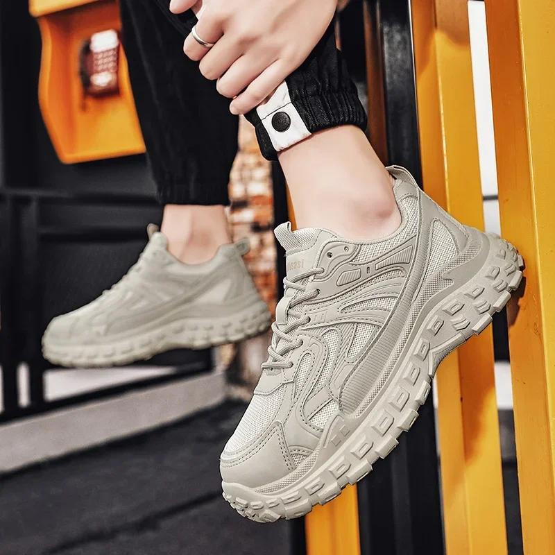 New Trendy Men's Sports Casual Shoes Non-slip Durable Small Black Shoe Breathable Versatile Lightweight Thick-soled Men Running