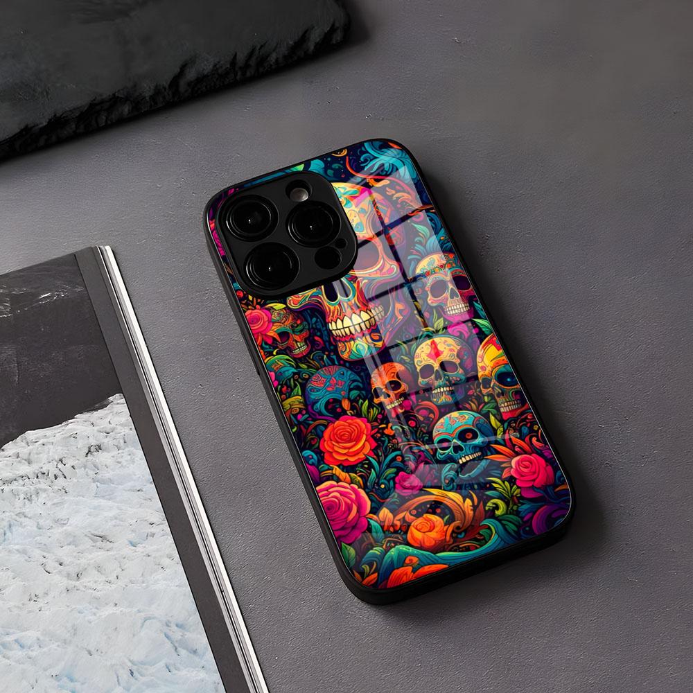 

Mexican Catrina Skull Cover Phone Case For IPhone 17 Air 16 E Pro Max 15 14 13 Mini 12 Pro 11 Max Plus Black Glass Cover iPhone17ProMax