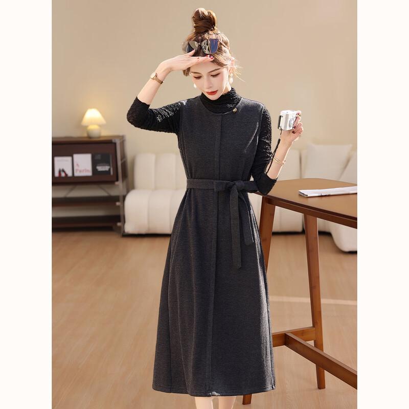 D.F.DEAR Retro Wool Vest Dress Two-Piece Set
