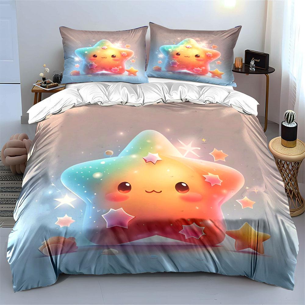 Cute Star Pattern Bedding Set Bedding Duvet Cover Set Duvet Cover Pillowcases (1 * Duvet Cover 2 * Pillowcases, Without Duvet Insert)