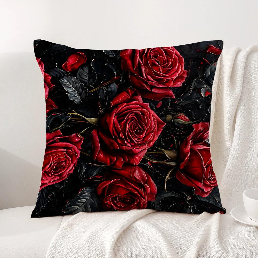 Hot Rose Cushion Cover Natural Linen Organic Fabric DoubleSided Printing Sofa Home Decor Breathable Bed Pillow