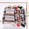 Unisex Knit Sweater Round Neck Long Sleeve Thick Casual Pullover Youth Loose Fit Rabbit Hair Blend