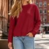 Women's Loose Fit Long Sleeve Neck Sweatshirt with Hem Drop Shoulder Color Pullover