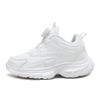 Kids White Black Sneakers School Sports Dance Running Shoes With Rotary Buckle