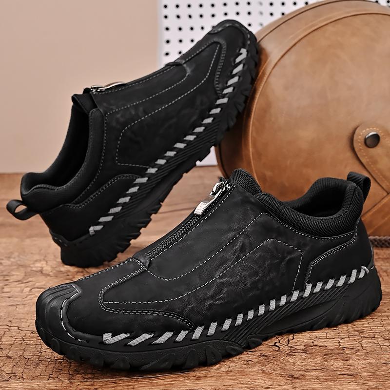 Fashion Classic Zipper Loafers Casual Leather Shoes Men New Fashion Mens Sneakers Handmade Male Oxford Shoes Walking Footwear Sneakers