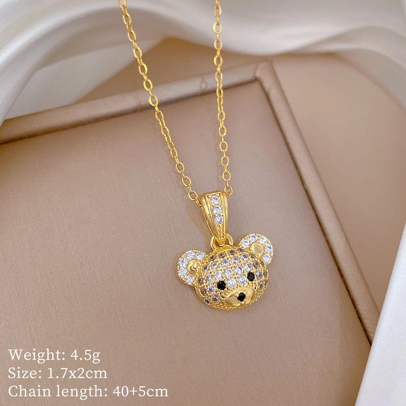 [Set] Animal Bear Set Light Luxury Wedding Necklace Women'S Versatile Clavicle Chain Titanium Steel Chain