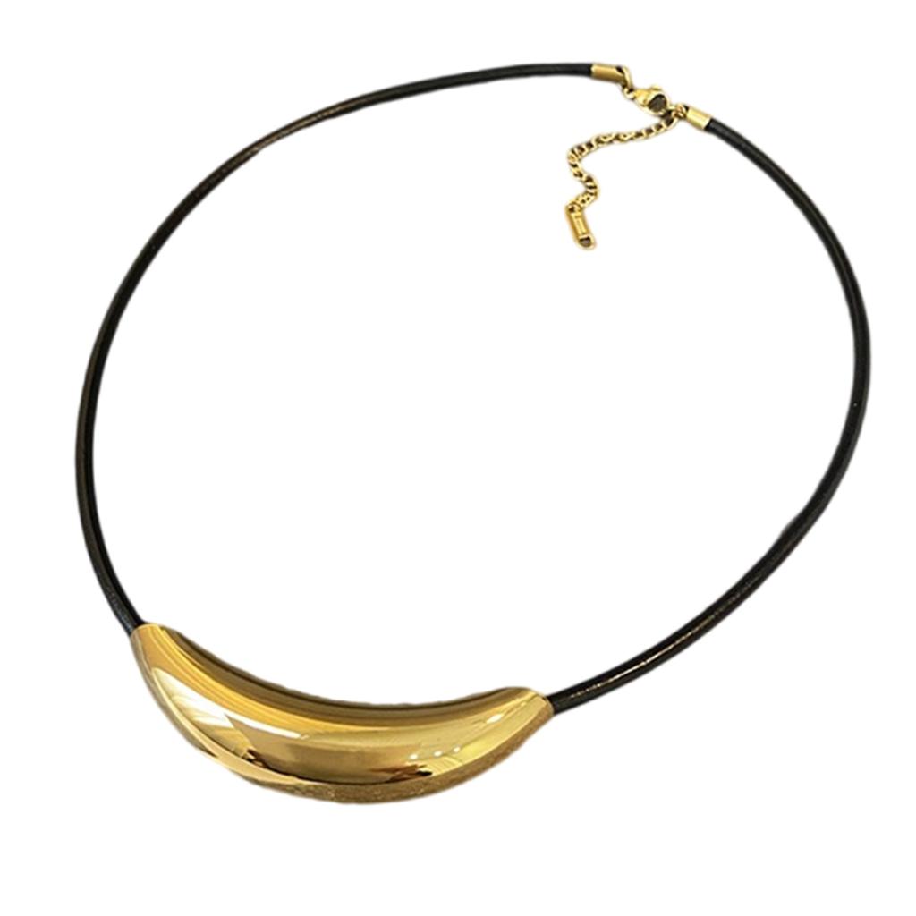 Elegant Titanium Steel Necklace Women Jewelry Adjustable Leather Cord Necklace Perfect for Daily Wear and Any Occasion