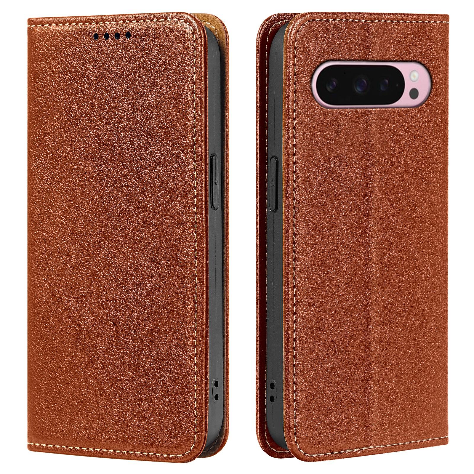 

Для Google Pixel 10 Pro XL/9 Pro XL Чохол Гаманець RFID Блокування Шкіряний Чохол для Телефону Сильна Магнітна Застібка Brown