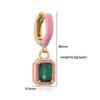 HECHENG, Rainbow Colorful Enamel Hoop Earrings Charm Luxury Rectangle Zirconia Ear Buckles For Women Zircon