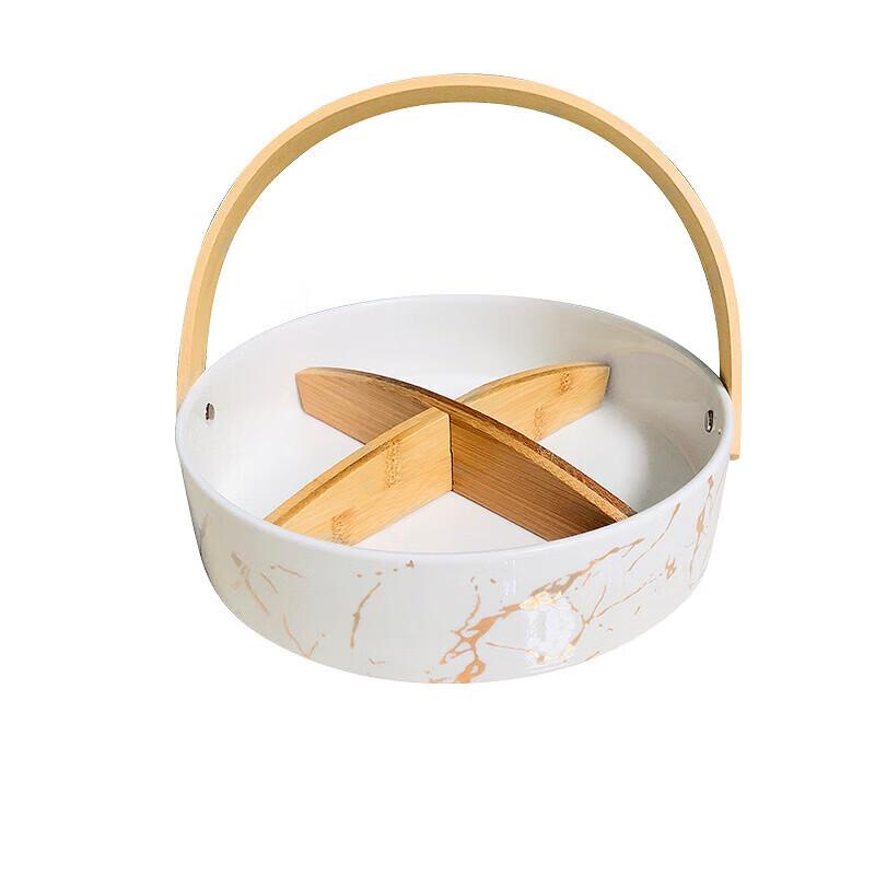 Nordic Ceramic Divided Snack Plate with Lid