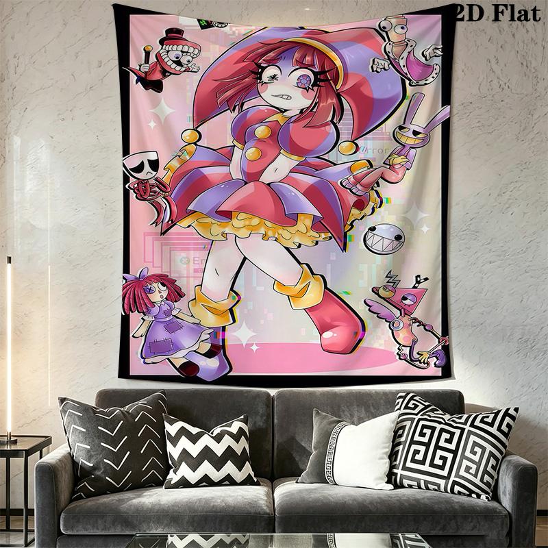 Clown Chase Whimsical Fun Tapestry Fashion Print Background Cloth Homestay Soft Decoration Tapestry Background Wall Hanging Cloth Work Of Art