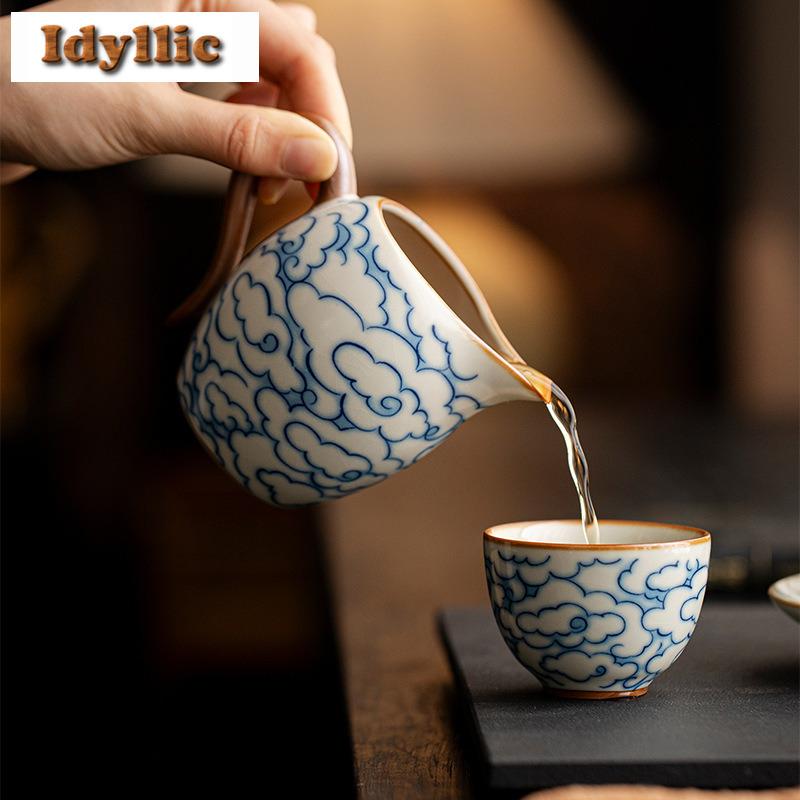 200ml Ru Kiln Rice Yellow Auspicious Cloud Tea Pitcher Tea Divider Cha Hai Dispenser Justice Cup Puer Fair Mug Teaware Supplies