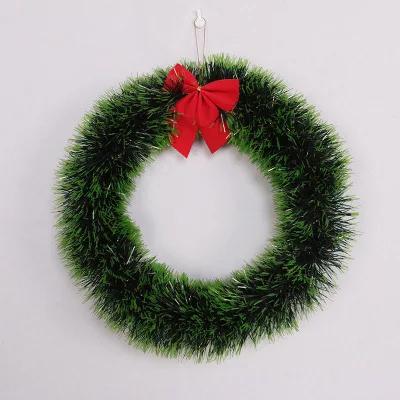 35CM Christmas Garland with Bow Christmas Vine Ring Wreath Decoration Christmas Window Decoration