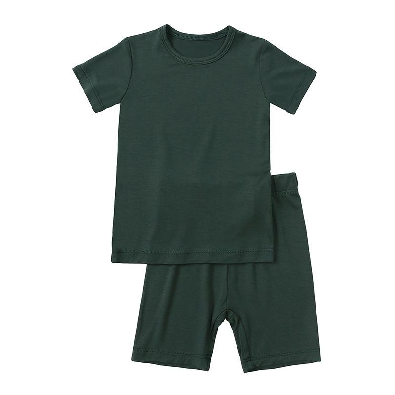 Bamboo Fiber Kids Boys Girls Clothes Set Breathable Pajamas Short Sleeve Top+Shorts Baby Loungewear Children's Sleepwear
