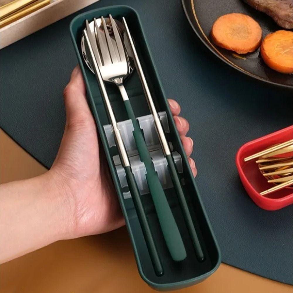 Silver/Gold Color Forks and Spoon Chopsticks Set Stainless Steel Travel Flatware  Picnic