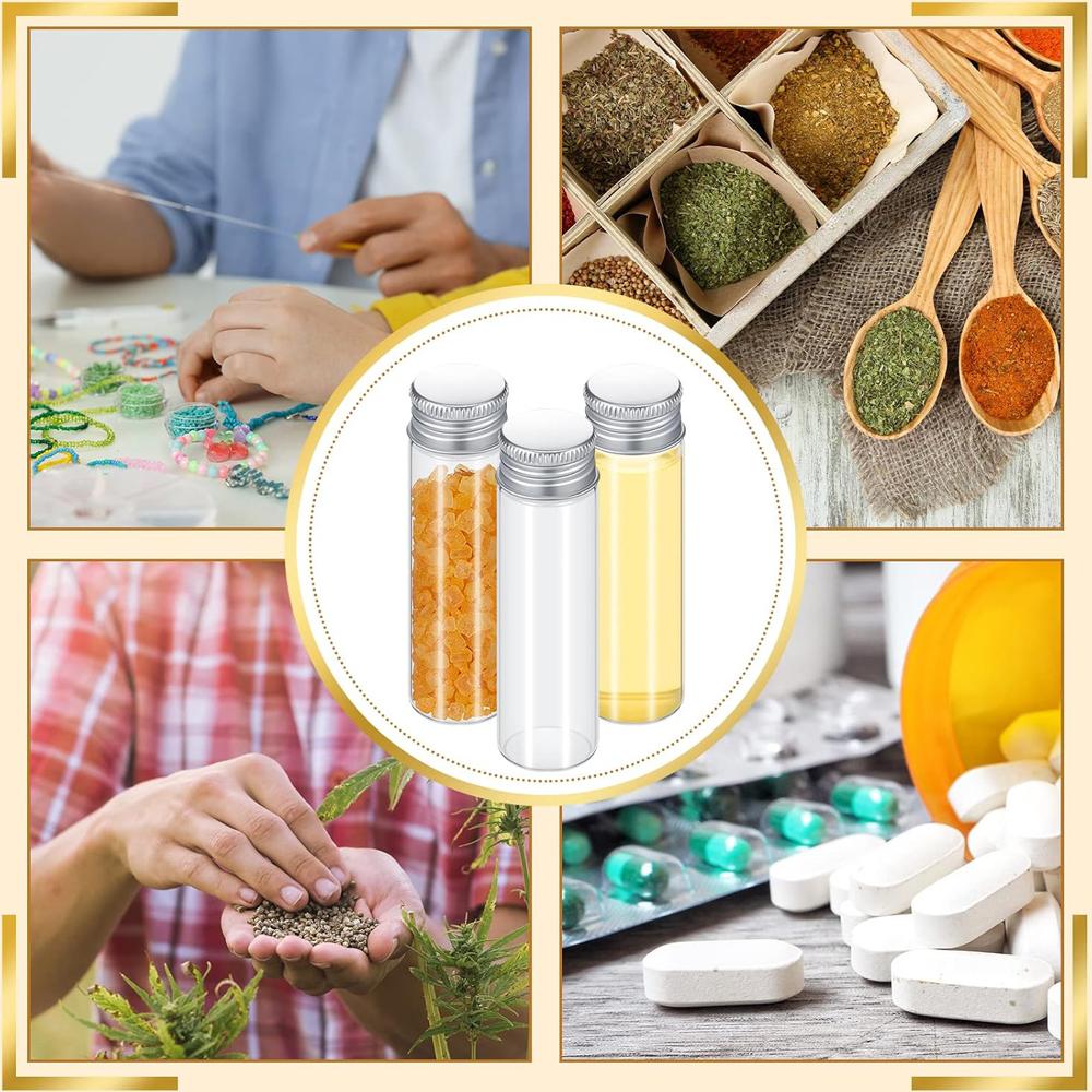 Tiny Jars with Aluminum Screw Lids 15ml Small Glass Bottles Clear Mini Vials Metal Caps Top Sample Message Bottle Jewelry Beads