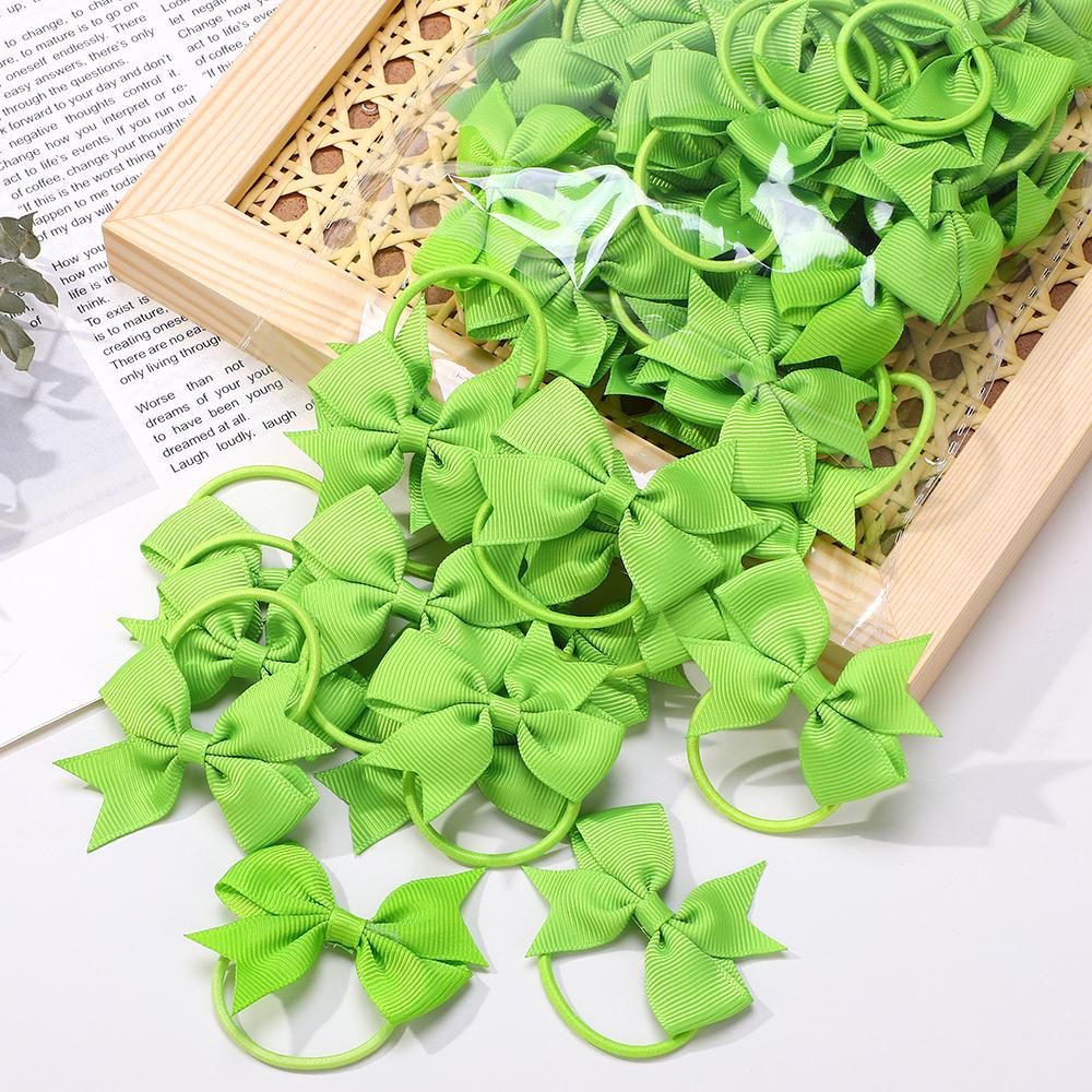 20Pcs/lot Girls Ribbon Hair Bows Rubber Band Kids Lovely Cheer Bowknot Hairband Boutique Children Headband headdress BABY BOWS