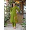 Pure Cotton Embroidery Kurta Pant Set Indian Bollywood Designer Tunic Kurti Set