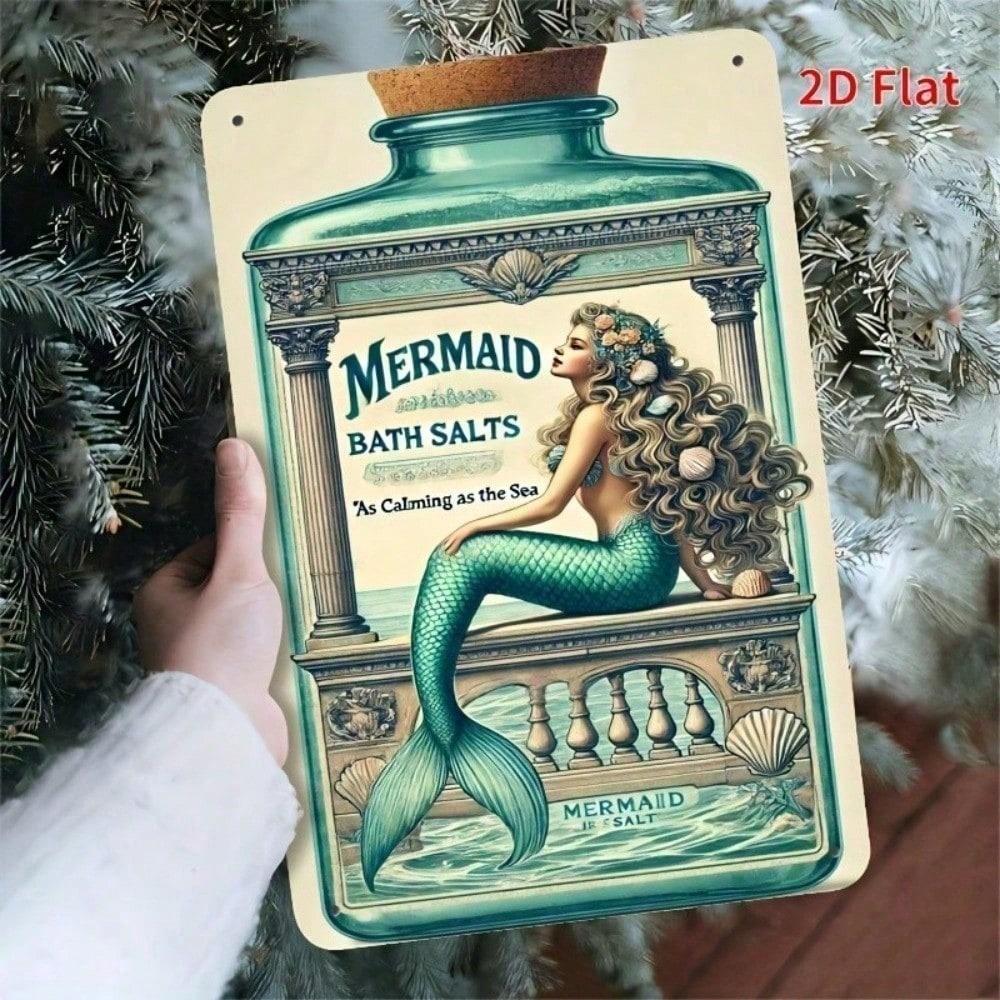 

Винтажная жестяная табличка с русалкой, морское настенное искусство, 8x12 дюймов, деревенский металлический декор для пляжного дома разноцветный