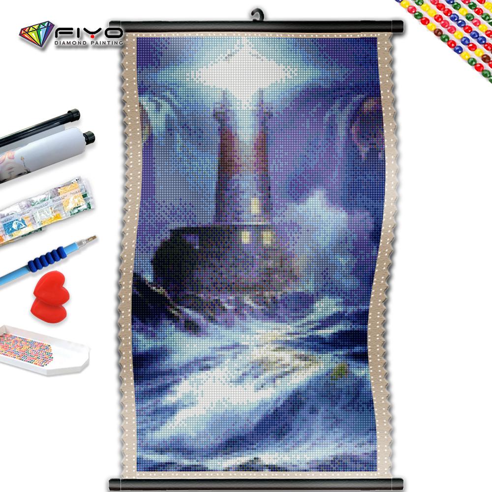 

5D DIY Рамка Алмазная картина Шторм Приморский Маяк Мозаика Алмазная вышивка Пейзаж Стразы Настенные картины