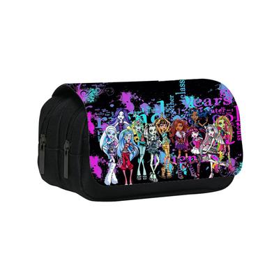 Monster High Pencil Case Large Capacity Double Zippers Cartoon Stationery Box