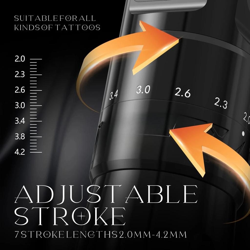 Wireless Tattoo Machine Pen 2.0-4.2mm Adjustable Stroke Coreless Motor For Dotwork Makeup Microplasty Pen For Tattoo