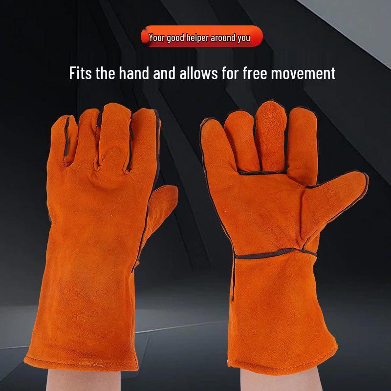 Cowhide Double-Layer Welding Gloves - Heat-Resistant, Wear-Resistant, and Full Leather for Welders Protection