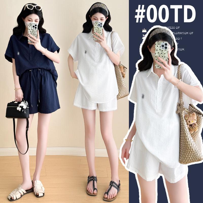 

2026 Summer Fashion: Solid Color Plus Size Slimming Two-Piece Set - Short Sleeve, Breastfeeding Friendly 2XL