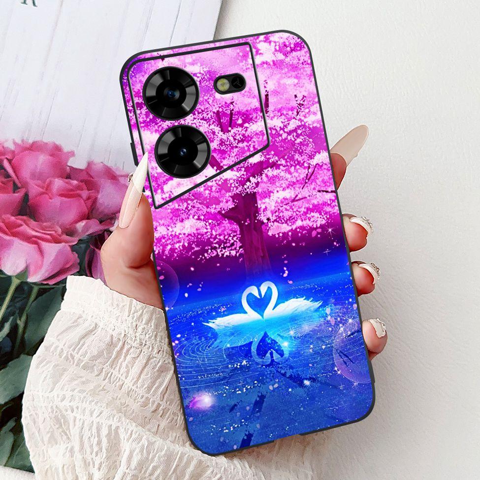 Cover For Tecno Pova 5 Case LH7n Silicone Cute Cat Fashion Flowers Luxury Painted Casing For Techno Pova 5 Phone Case Bumper