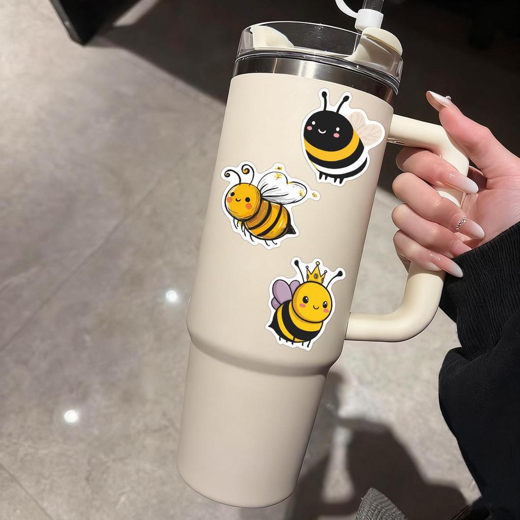 50 New Bee Cartoon Graffiti Stickers for Kids - Planner, Phone Case, Notebook Decals