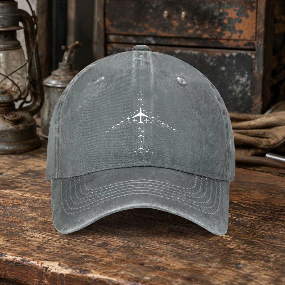 Airplane Pattern Washed Baseball Cap Duckbill Hat for Fitness Sports Travel Daily Wear MultiColor Valentines Gift