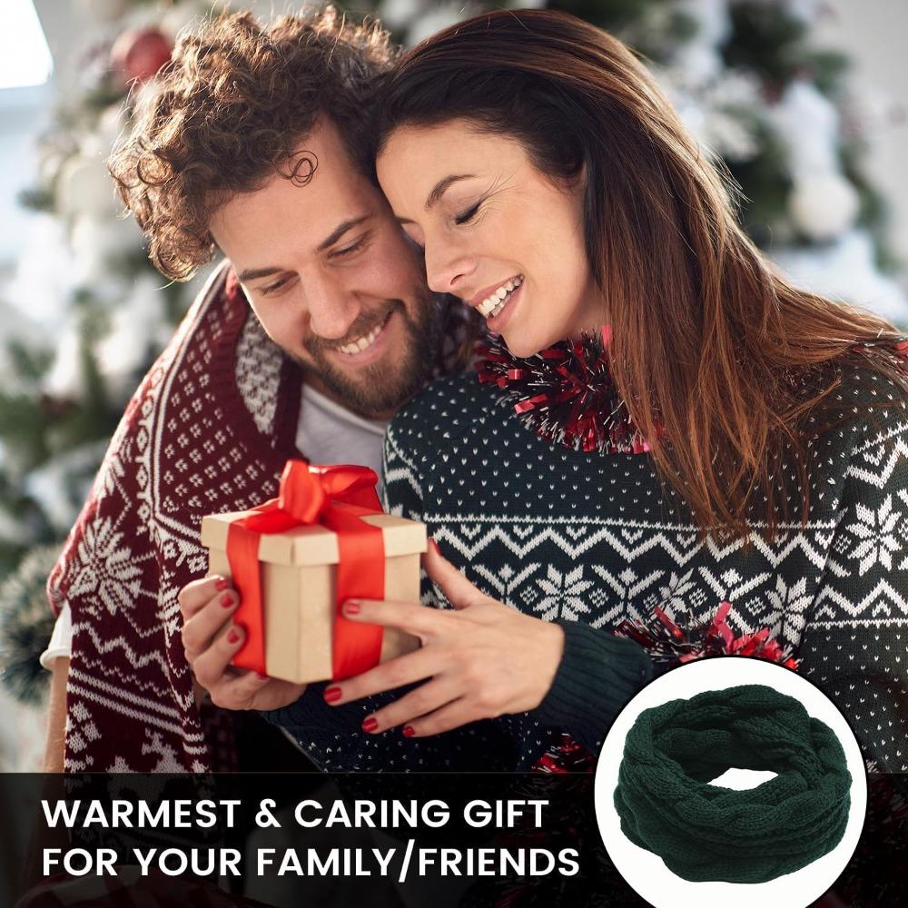 1pc Winter Warm Scarf for Women,Windproof Stylish Color-blocked Scarves for Cold Weather,Warm Knit Winter Circle Loop Scarves