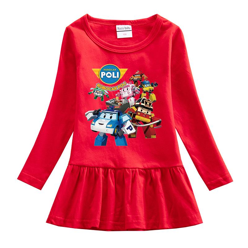 Korean Style Baby Girl Cartoon Ruffle Dress - Long Sleeve Elegant Mesh Pleated Skirt