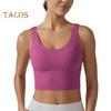 Yoga Vest Bra with Fixed Breast Pads Deep V Back Design Sport Vest Solid Color Shockproof Bra Top Running Fitness Camisole